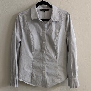 ANTONIO MELANI Black & White Striped Button-Down Shirt